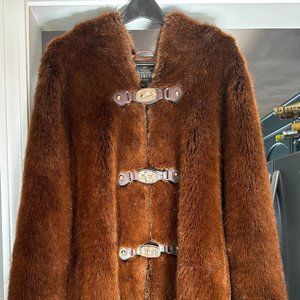 Fabulous Furs Brown Hooded Buckle Parka